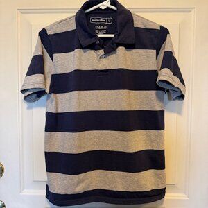 Seattle Cotton Grey & Navy Blue Striped Polo Shirt sz L